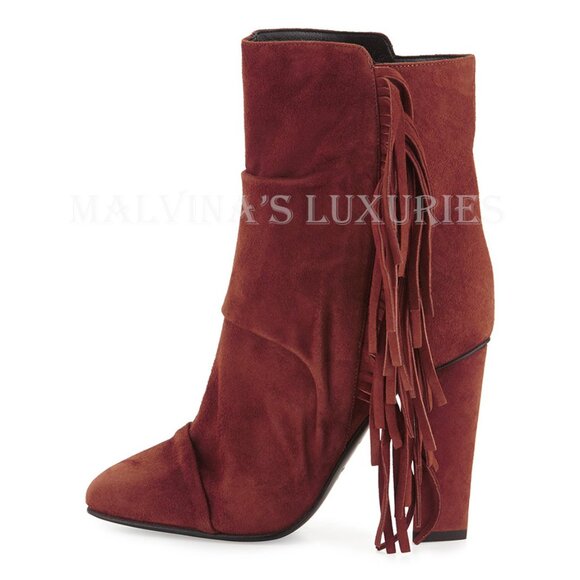 GIUSEPPE ZANOTTI BOOTS ALABAMA ANKLE BOOTIES FRINGE SUEDE LEATHER - Picture 6 of 11
